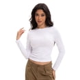 thumbnail image 3 of Womens Long Sleeve Shirts Basic Crop Tops Going Out Fall Fashion Underscrubs Layer Slim Fit Tops, 3 of 6