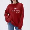thumbnail image 1 of HOZADOIE Pulls pour Femmes Imprimé Lettre Couleur Unie Manches Longues Col Rond Polyvalent Ample Simple Confortable Chandail Automne Hiver Style, 1 of 6