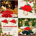 thumbnail image 5 of Dalrosia Christmas Poinsettia Napkin Rings Set of 6 Napkin Holders with Gold Poinsettia Flowers,Berries,Christmas Napkin Rings Dinning Table Setting for Wedding Party Holiday Banquet Decor, 5 of 6