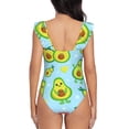 thumbnail image 5 of Goofa Cartoon Avocado Print Women's Ruffled One Piece Swimsuit V Neck, 5 of 7