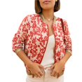 thumbnail image 3 of Chaquetas Informales de con Cremallera para Mujer, Chaqueta Holgada Estilo Bohemio, de Larga, con Estampado de Hojas de Árbol Color Mixto 3 L, 3 of 9