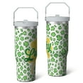 thumbnail image 2 of 1pc Shamrock 30oz Tumbler with Straw & Handle - Insulated Stainless Steel Cup | Holiday Gift for Man Women (Christmas, Valentine's, Birthday), 2 of 7
