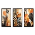 thumbnail image 2 of Designart "Terracotta Toned Foliage Funky Vibes II" Abstract Botanicals Framed Wall Art Set Of 3 - Yellow Modern Frame Gallery Set For Office Decor, 2 of 6