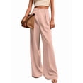 thumbnail image 2 of Women Wide Leg Pants High Waisted Business Casual Work Trousers Dressy Pants with Pockets Pink S, 2 of 9
