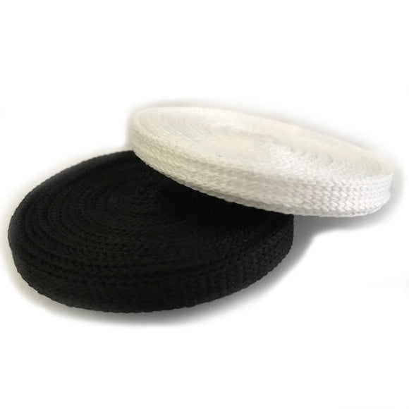 Anrox Suppy Co. 3/8" Polyester Black/White Flat Draw String Draw Cord Trim Lace (3 Yards, White)