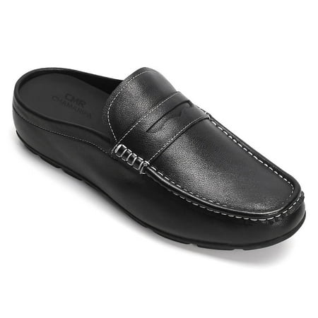 CMR CHAMARIPA Mens Casual Slippers Leather Height Increasing Elevator Shoes Dress Loafers Slippers 1.95