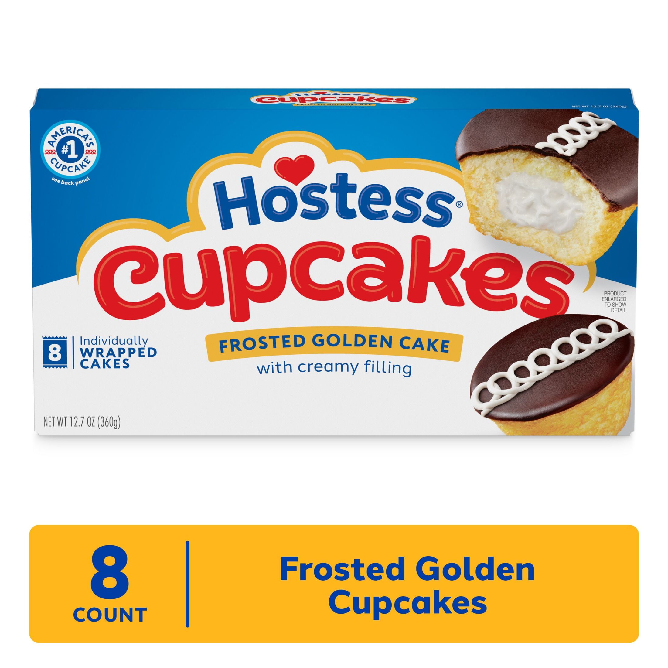 (3 pack) Hostess Cupcakes, Golden Snack Cakes, 12.7 oz Box (8 Count)
