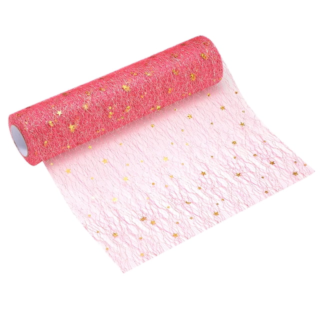 Caminito de mesa brillante rojo Uxcell, 11" x 45 pies, decoración de malla metálica con lentejuelas