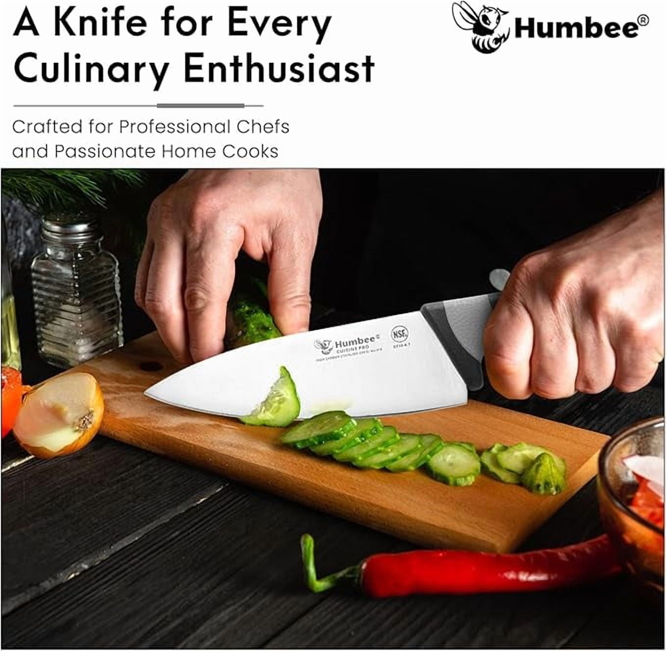 Humbee 6-Inch Chef Knife Razor-Sharp Blade Kitchen Knife with Comfortable Grip Handle, Cool Grey DT-10 Series
