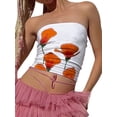 thumbnail image 1 of Mialoley Women Tube Tops Flower Print Boat Neck Strapless Tops Tank Tops Summer Backless Bandeau Shirts, 1 of 9