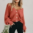 thumbnail image 6 of gakvbuo Cardigan Sweaters for Women Chunky Knit Open Front Cropped Sweater Long Sleeve V-Neck Button Down Jacket Tops Fall Sweaters Loose Short Cardigan Outerwear Coats Fall Clothes, 6 of 6