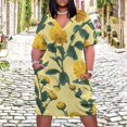 thumbnail image 2 of Yellow Chrysanthemum Floral Seamless Pattern Summer Dresses for Women Beach Boho, 2 of 5