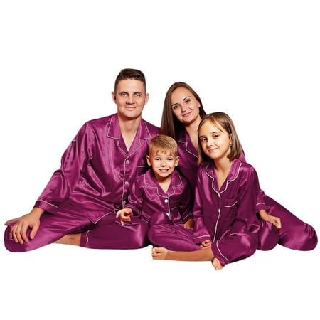 

KEUSN Women Satin Pajamas PJ s Solid Family Matching Sleepwear Nightwear Pants Outfits Set