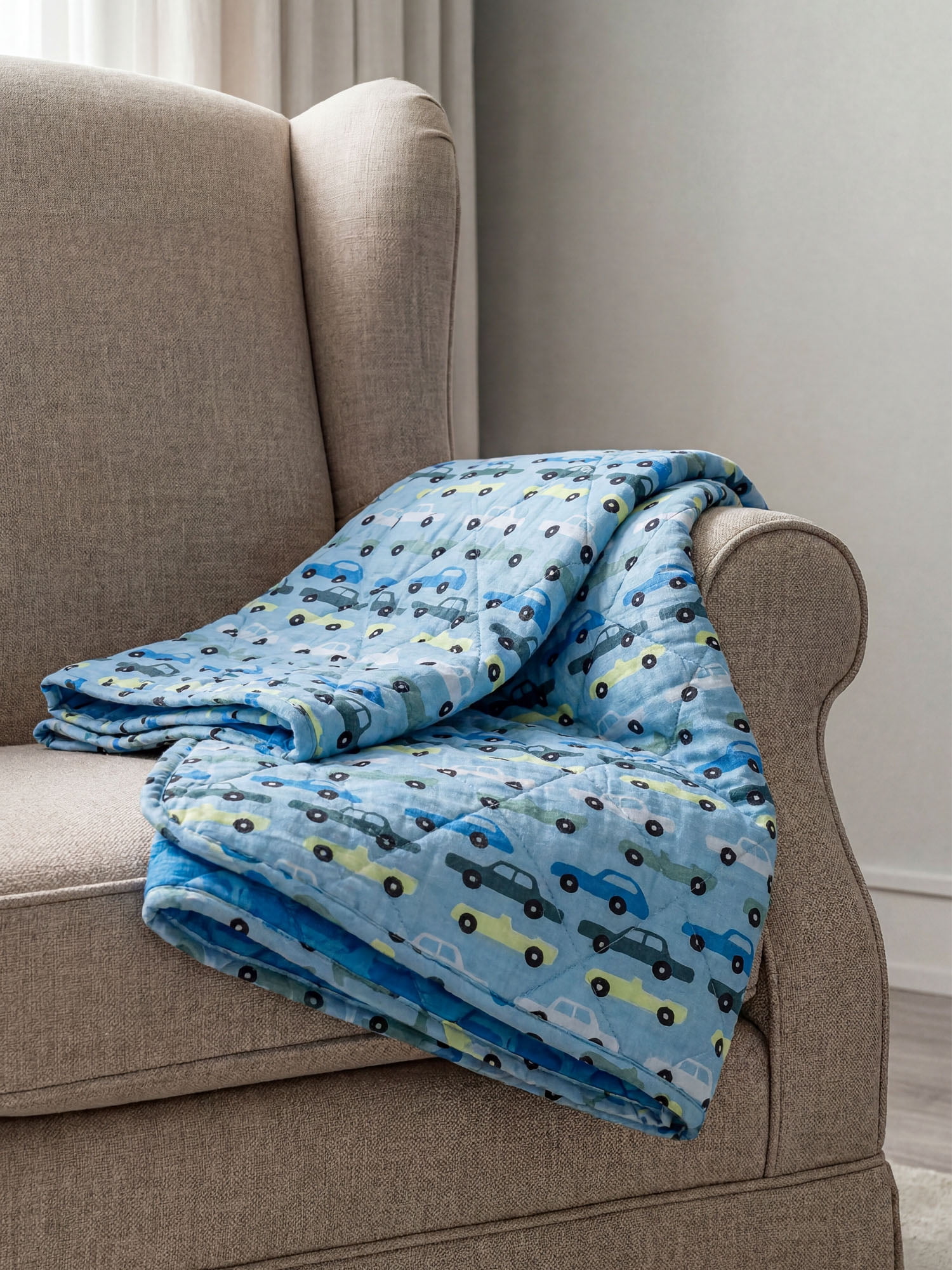Monica + Andy Organic Cotton Muslin Toddler Throw Blanket, Soft Quilted Cotton Blanket, 30 x 40 Inch