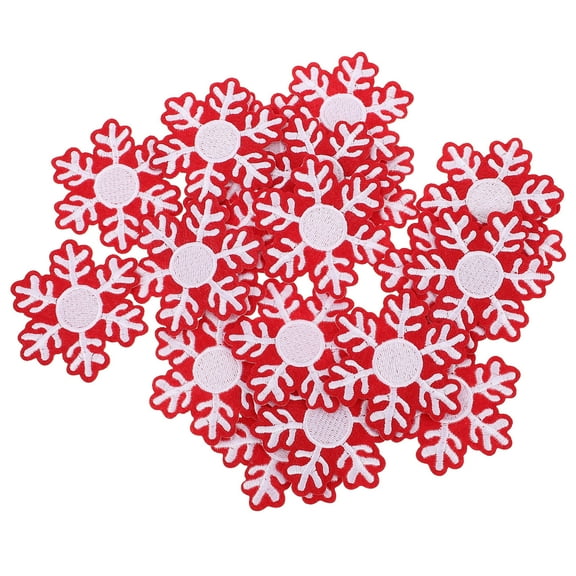unbranded 20Pcs Red and White Snowflake Patches DIY Winter Sewing Projects Embroidered Sew-On Appliques Holiday Clothing Accessories