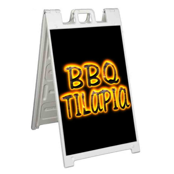 BBQ Tilapia (24" X 36") Standard A-Frame Signicade, Includes Decal Applied To Stand