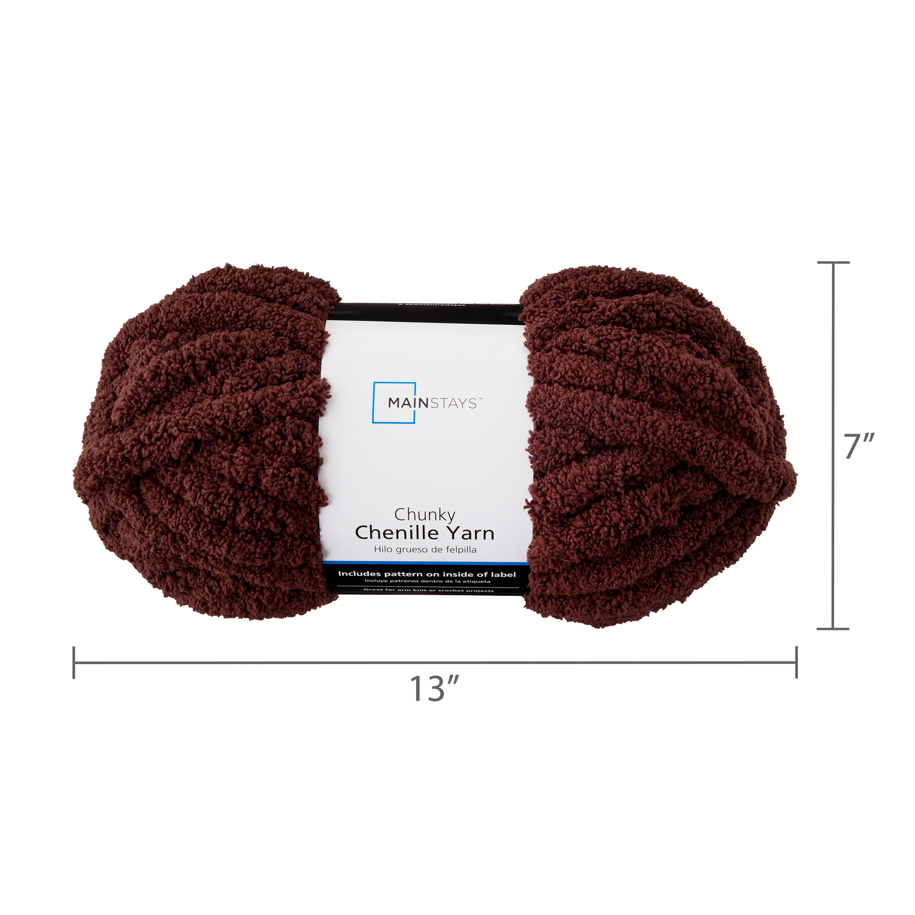 Mainstays Super Bulky Chunky Chenille Yarn Pack, 31.7 yd, Warm Chocolate, 100% Polyester, 4 Count
