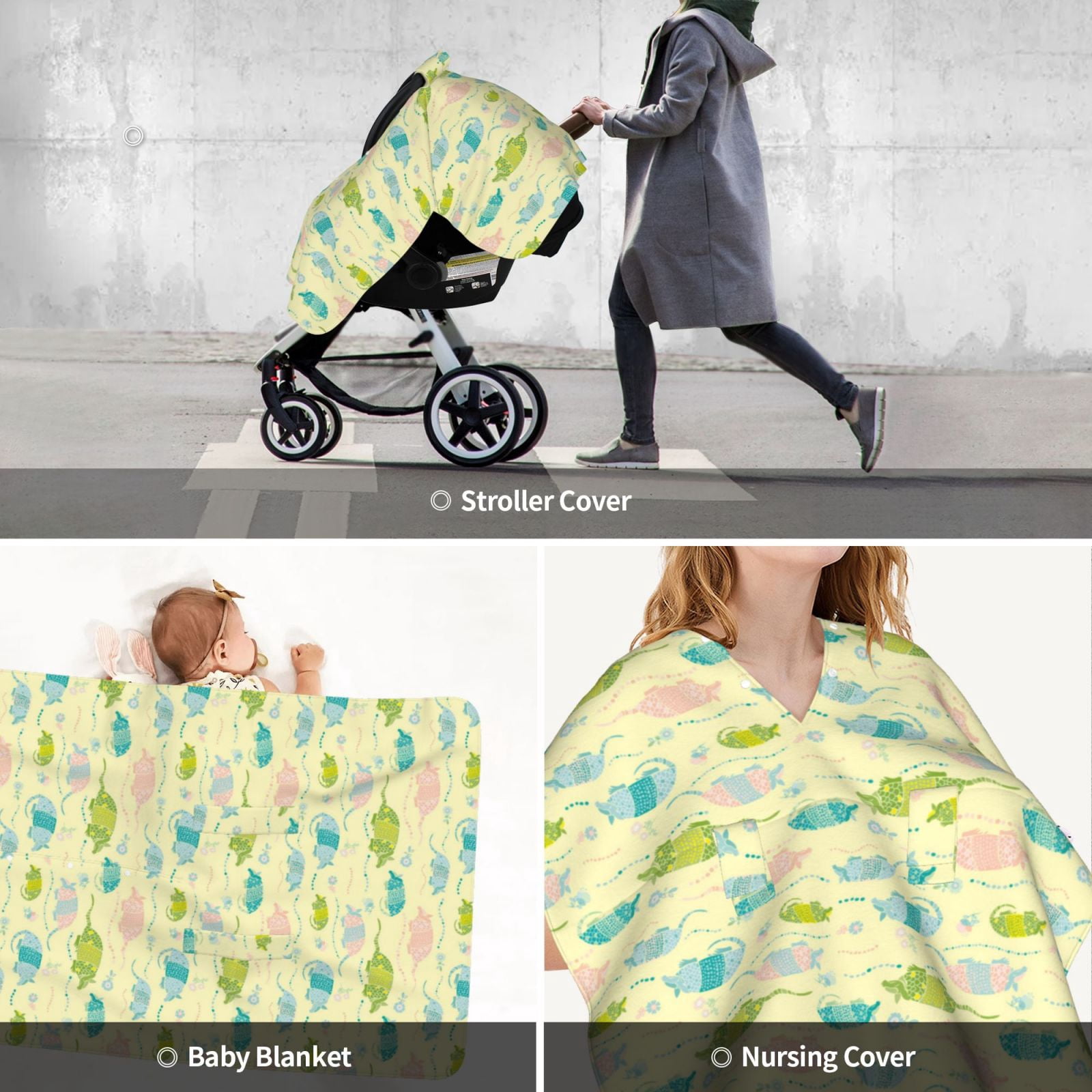 Car Seat Cover Baby - Armadillo Floral Breathable Infant Car Seat Cover for Baby Carseat, Lightweight Comfort Baby Essentials Must Haves Newborn Stuff for Girl Boy