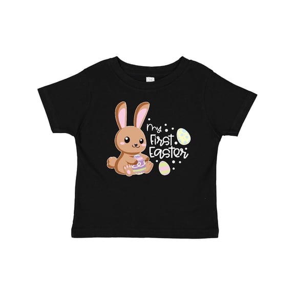 Inktastic My 1st Easter with Cute Brown Bunny and Easter Eggs Boys or Girls Baby T-Shirt
