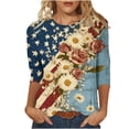 thumbnail image 2 of JOANKDMI American Flag Print Shirts Women 3/4 Sleeve 4th of July Crewneck Patriotic Relaxed Fit Tops Summer Casual Holiday Festival Memorial Day Anniversary T Shirts, 2 of 5