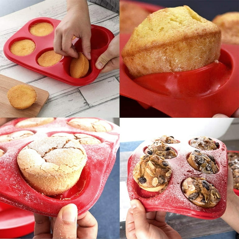 Silicone Muffin Pan, European Silicone Cupcake Baking Pan, 6 Cup