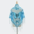 thumbnail image 6 of Yokua Sheer Shawl With Fringe Butterfly Embroidered Shawl and Wrap Triangle Scarf, 6 of 21