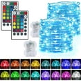 thumbnail image 1 of Fairy String Lights Battery Operated, 2 Pack 50 LEDs 16 Colors Changing Sliver Wire Lights, Larger RGB Bulb Super Bright Lights with Remote Control for Christmas Bedroom Party Outdoor Decoration, 1 of 7