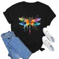 thumbnail image 5 of GEWSEY Women's Dragonfly Graphic Tees Trendy Casual Loose Summer Funny Cute Printed Short Sleeve Shirts Tops (Black, 3XL), 5 of 8