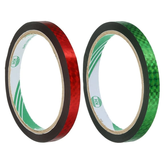 Washi Prism Tape Set 10mm Wide Holographic Color for Holiday Packaging and Decoration, Red, Green