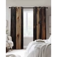 thumbnail image 4 of Vintage Wooden Blackout Curtains for Bedroom Living Room Darkening Curtains 90 Inch Brown Modernism Retro Farmhouse Black Out Window Curtain Privacy Window Treatment Grommet Drapes 52"x90"x2, 4 of 9
