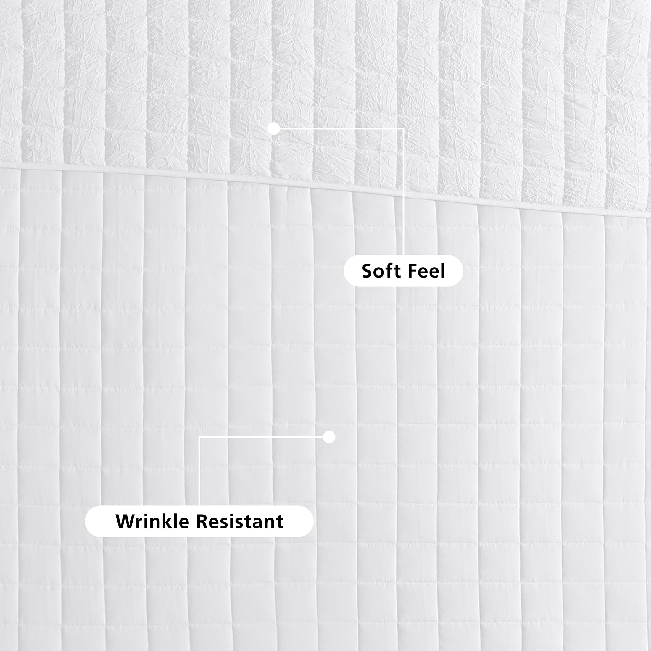 Mainstays Crinkle Quilt, Twin/XL, White, Soft Wash Microfiber Bedding