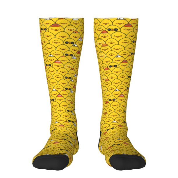 Fotbe Funny Ducks Calcetas Divertidas Estampadas para Hombre y Mujer, Calcetas de Algodón hasta la Rodilla para Caminar, Correr, Enfermería y Embarazo