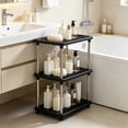 thumbnail image 6 of yulier 3-Tier Plastic Storage Shelves, Home Dorm Standing Shelf Unit, Bathroom Kitchen Pantry Laundry Storage Rack Sturdy Shelf Organizer, Black, 6 of 6