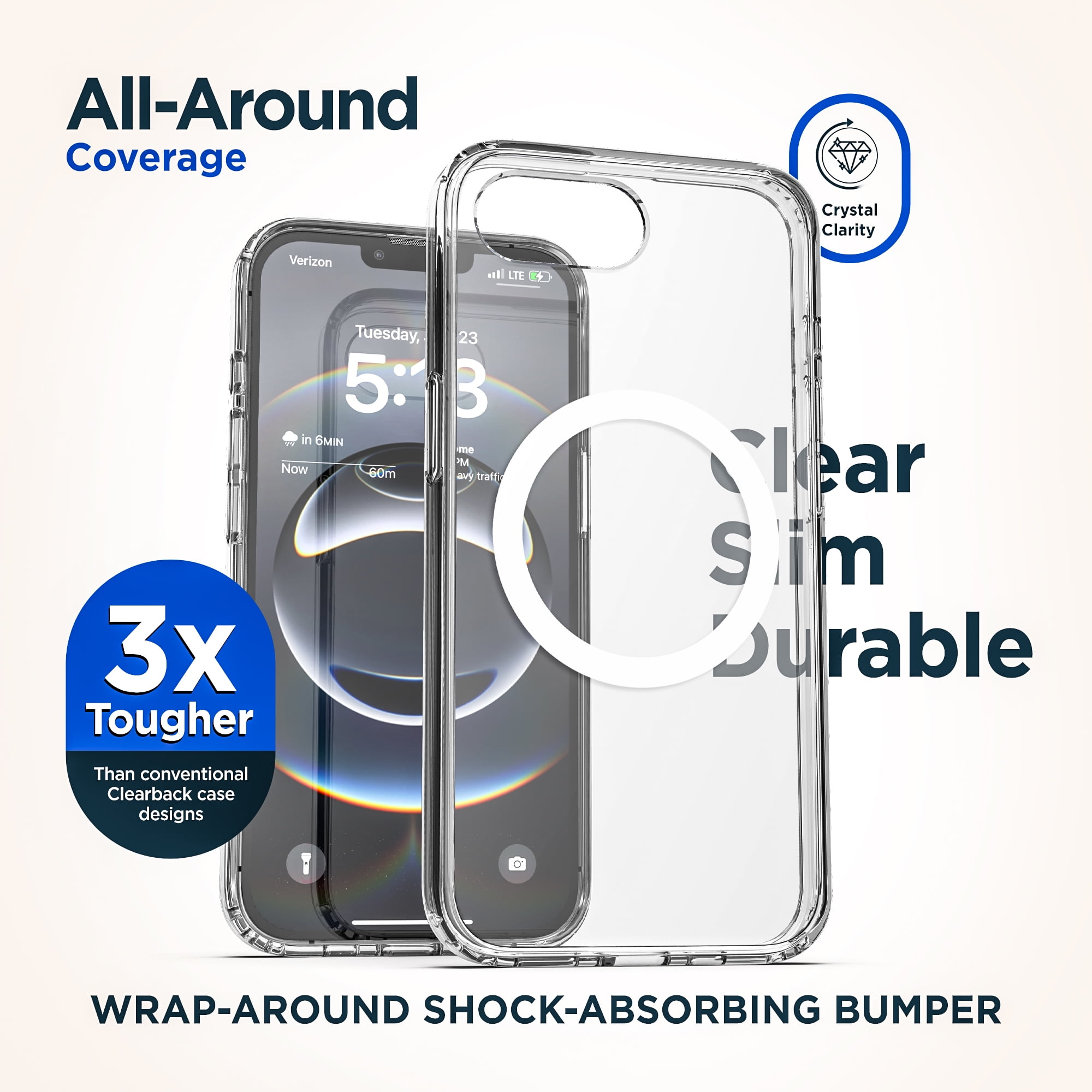 Encased Belt Clip Case for iPhone 16e with Phone Holster, (2025) Compatible with MagSafe (Crystal Clear)