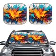 thumbnail image 2 of Bingfone Colorful Paint Print Windshield Sun Shade 2-Piece Foldable Car Front Window Sunshade for Most Sedans SUV Truck-Medium, 2 of 6