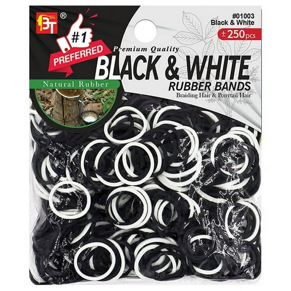 Hair Rubber Bands Black And White, 250/PK