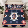 thumbnail image 2 of Homewish Western Boho Aztec Queen Sheet Sets for Men, Rustic Mandala Hippie Flat Sheet, Navy Brown Abstract Queen Fitted Sheet, Super Cozy Room Decor, 4 Pieces, 2 of 7