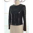 thumbnail image 6 of Cololura Women Casual Open Front Sequin Jackets Cardigan Glitter Long Sleeve Short Coats Crop Blazer Black Medium, 6 of 9