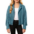 thumbnail image 2 of Ticikt Girls Fringe Jacket, Suede Cropped Coat, Notched Lapel Long Sleeve Western Style Open Front Outerwear,Blue, 2 of 8