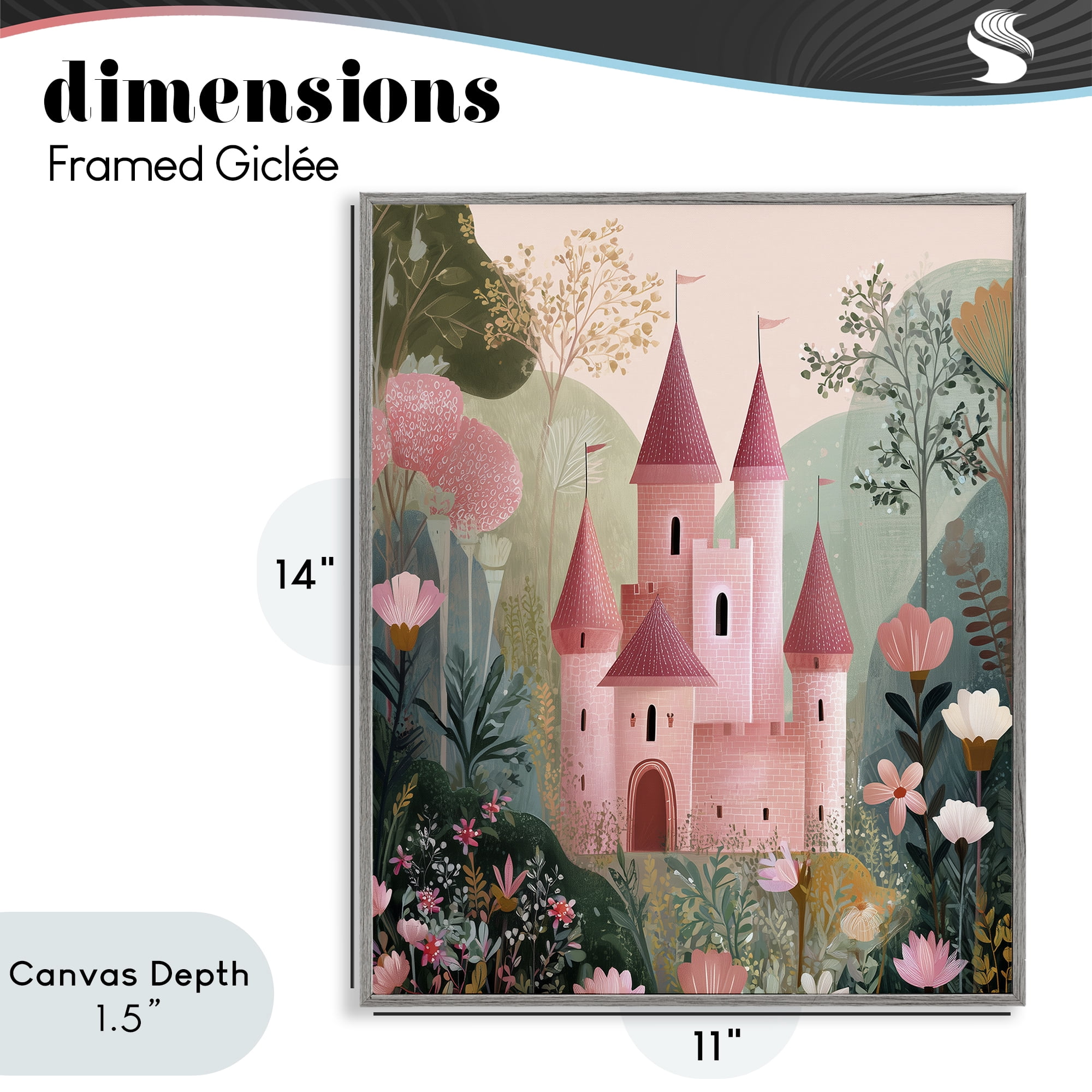 Stupell Industries Castle For A Princess Gray Framed Giclee Art, design by Christine Simpson Art