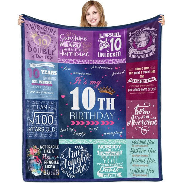 LHSHID 10 Year Old Girl Gift Ideas Gifts for 10 Year Old Girls Blanket 10th Birthday Gifts for Girls 10th Birthday Decorations for Girls Throw Blankets 40"x50"
