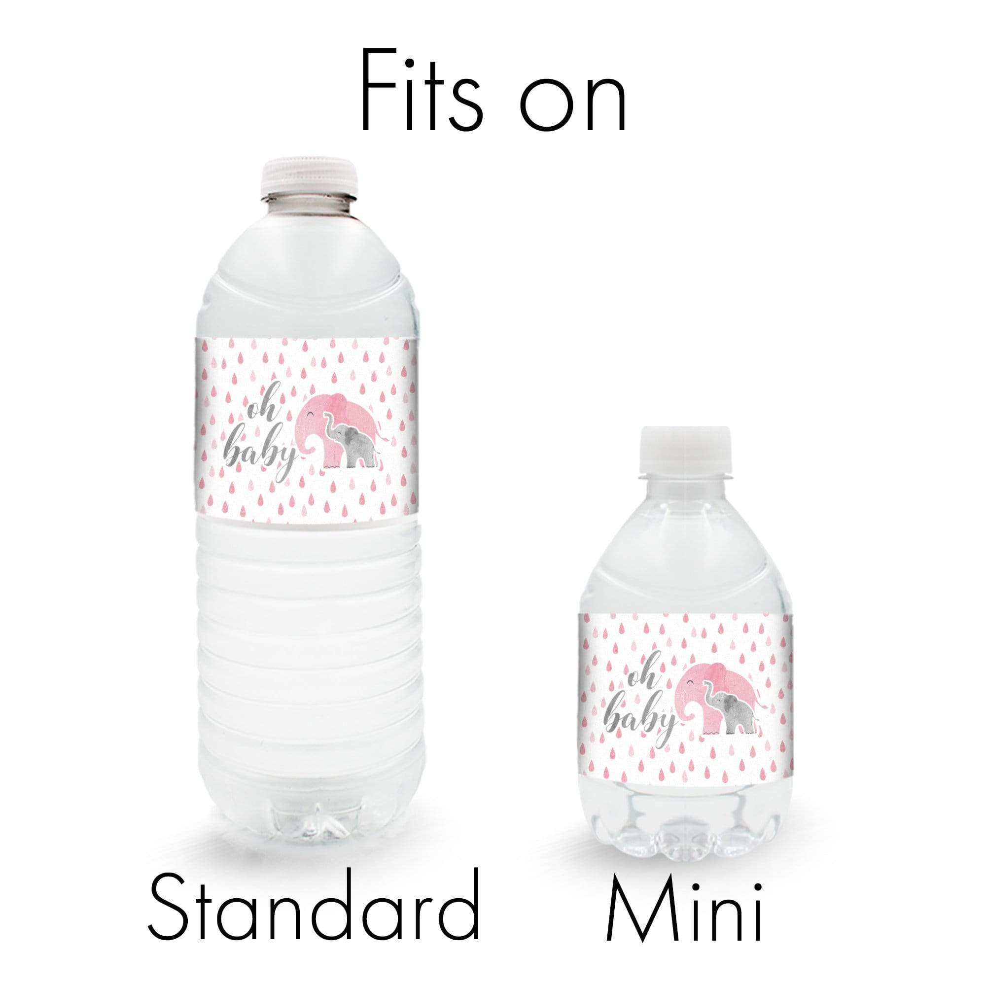 pink elephant baby shower party favor water bottle labels 24 count raindrops distinctivs walmart com