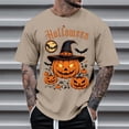 thumbnail image 2 of Mens Graphic T Shirts Halloween Funny Pumpkin Printed Casual Comfortable Short Sleeve Crew Neck Tees Sports Leisure Activities Lightweight Breathable Mens Shirts Khaki M, 2 of 4