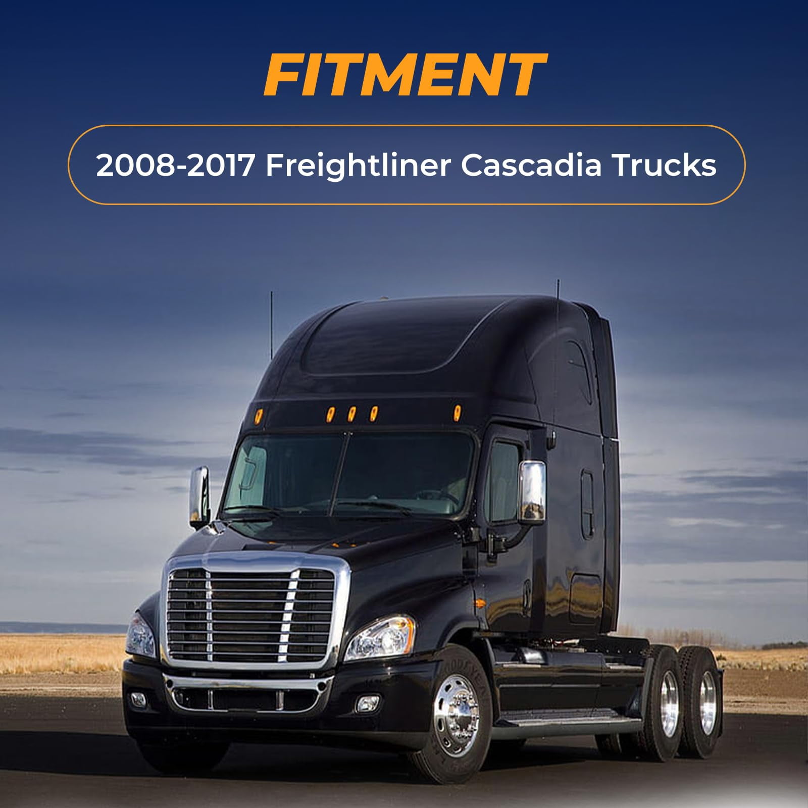 TORQUE Replacement Chrome Grill Grille for 2008-2017 Freightliner Cascadia Trucks with Bug Screen (TR032)