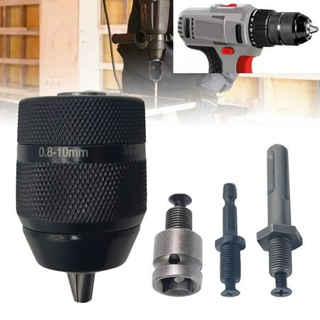 

Keyless 0.8-10mm 3Jaw 3/8-24UNF Drill Chuck Quick Change Adapter 1/4 Hex