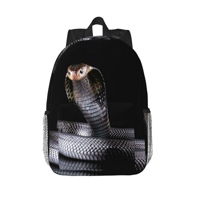 Lukts Black Cobra Snake Pattern 15 Inch Student Backpack, Waterproof Laptop Backpack with Adjustable Shoulder Straps, Lightweight Travel, Campus Backpack, Unisex