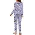 thumbnail image 3 of DISNIMO Womens Pajama Set Ghost Bat Print 4 Piece Lounge Sets with Hair Ring Long Sleeve Sleepwear and Long Pants Sets Crew Neck Nightwear with Pockets, XL, 3 of 7