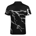 thumbnail image 5 of Black And White Lightning Men Zipper T-shirt Summer Casual Short Sleeve T-shirt Top, 5 of 7