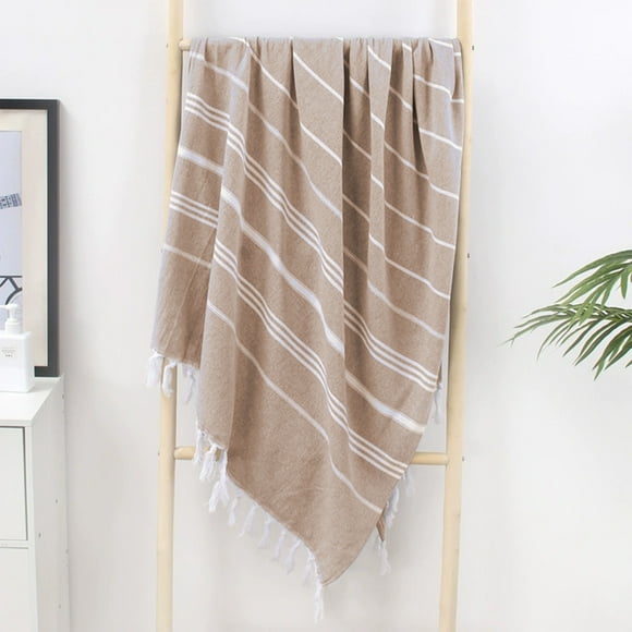 Xihbxyly Toalla de Playa Turca, Toalla de Baño de Poliéster y Algodón con Flecos, Tamaño Extragrande (90 X 180 Cm), Material Absorbente, Uso Multifuncional, Ideal para Viajes y Playa.