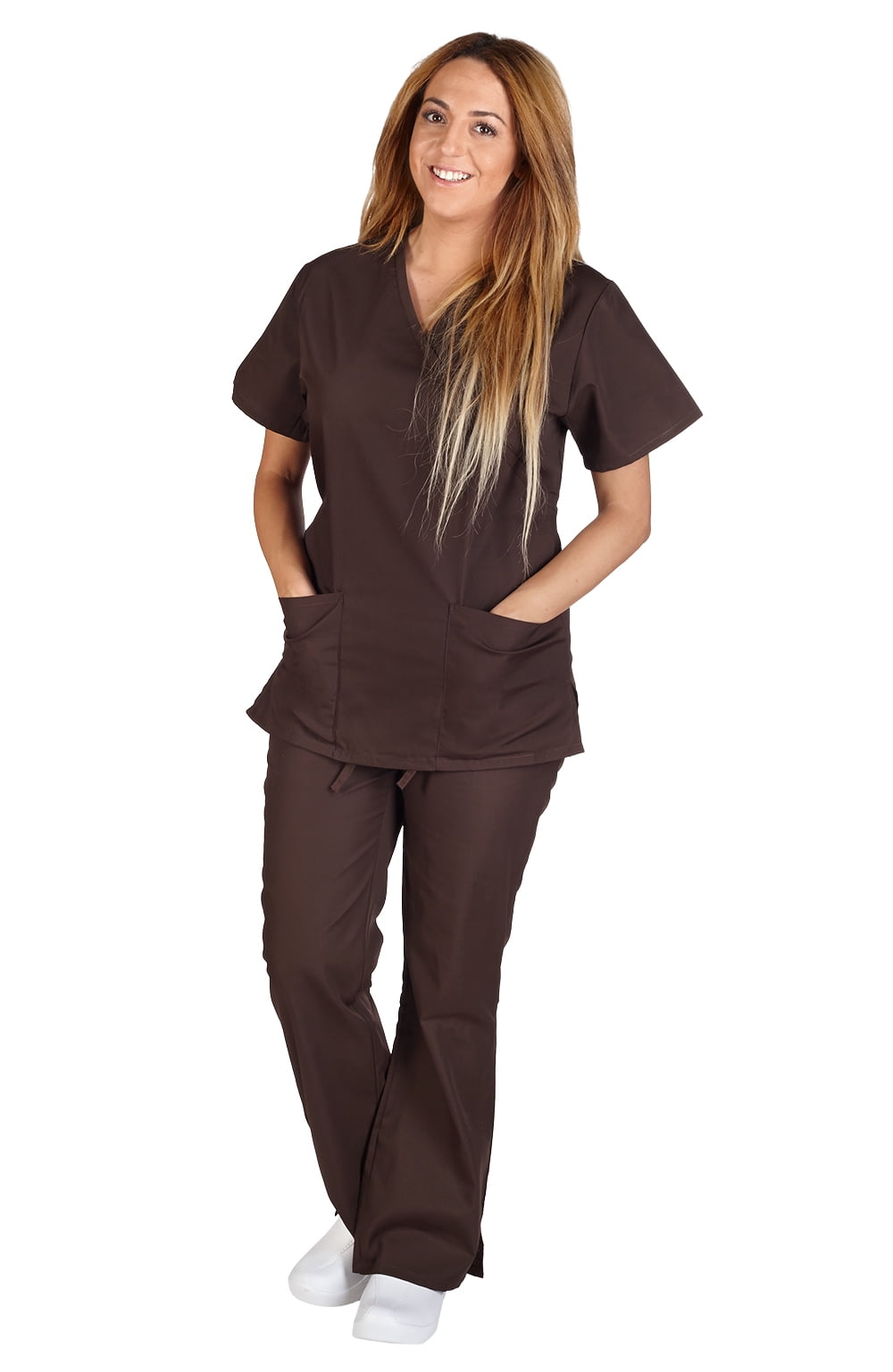M&M Scrubs Women's Tie Back Solid Medical Scrub Set